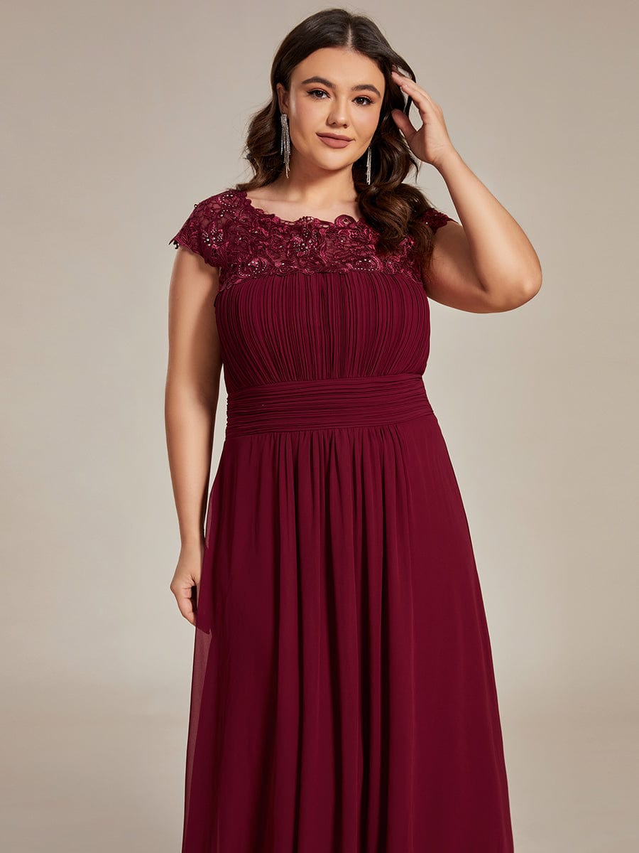 Sophisticated Lace Cap Sleeve Bridesmaid Gown