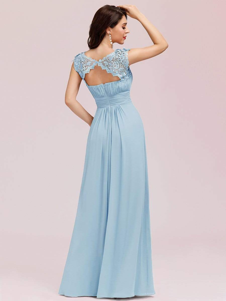 Sophisticated Lace Cap Sleeve Bridesmaid Gown