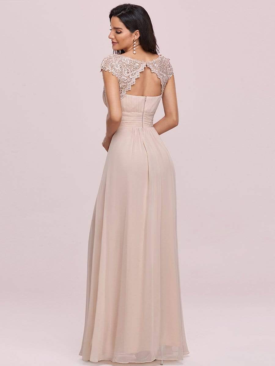 Sophisticated Lace Cap Sleeve Bridesmaid Gown