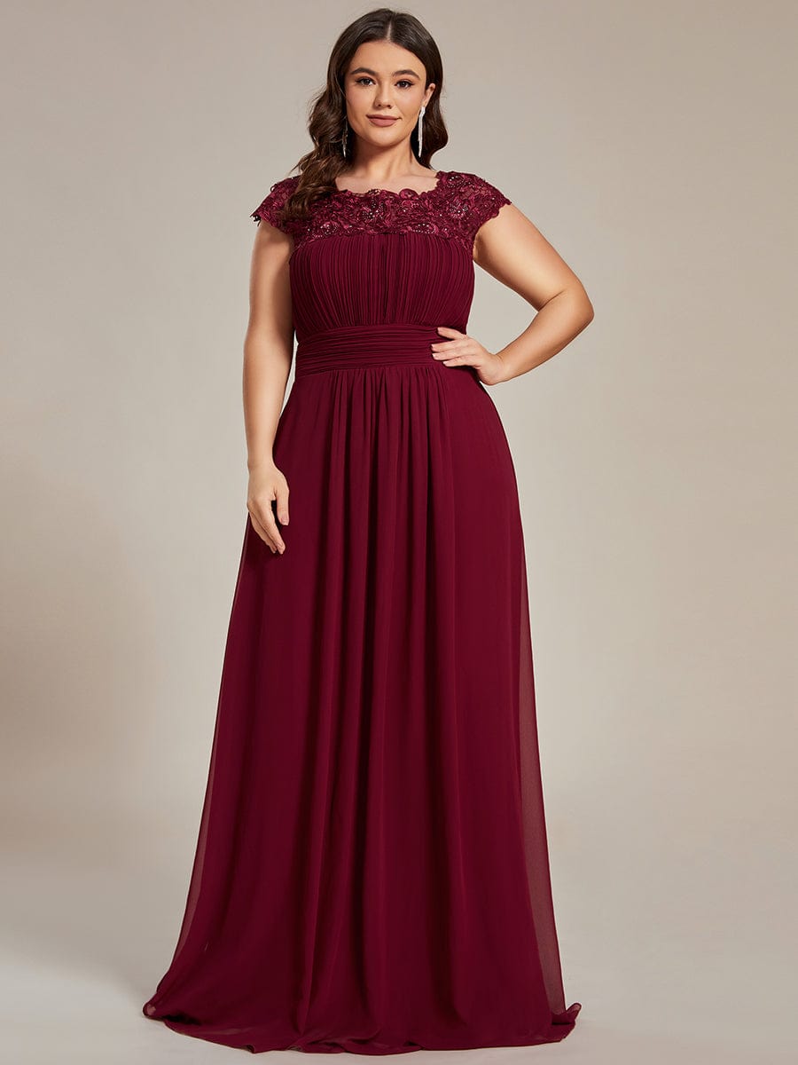Sophisticated Lace Cap Sleeve Bridesmaid Gown
