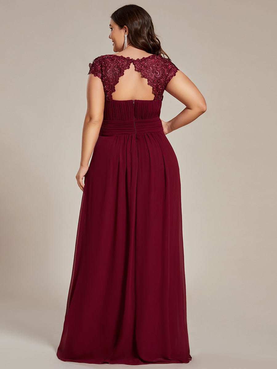 Sophisticated Lace Cap Sleeve Bridesmaid Gown