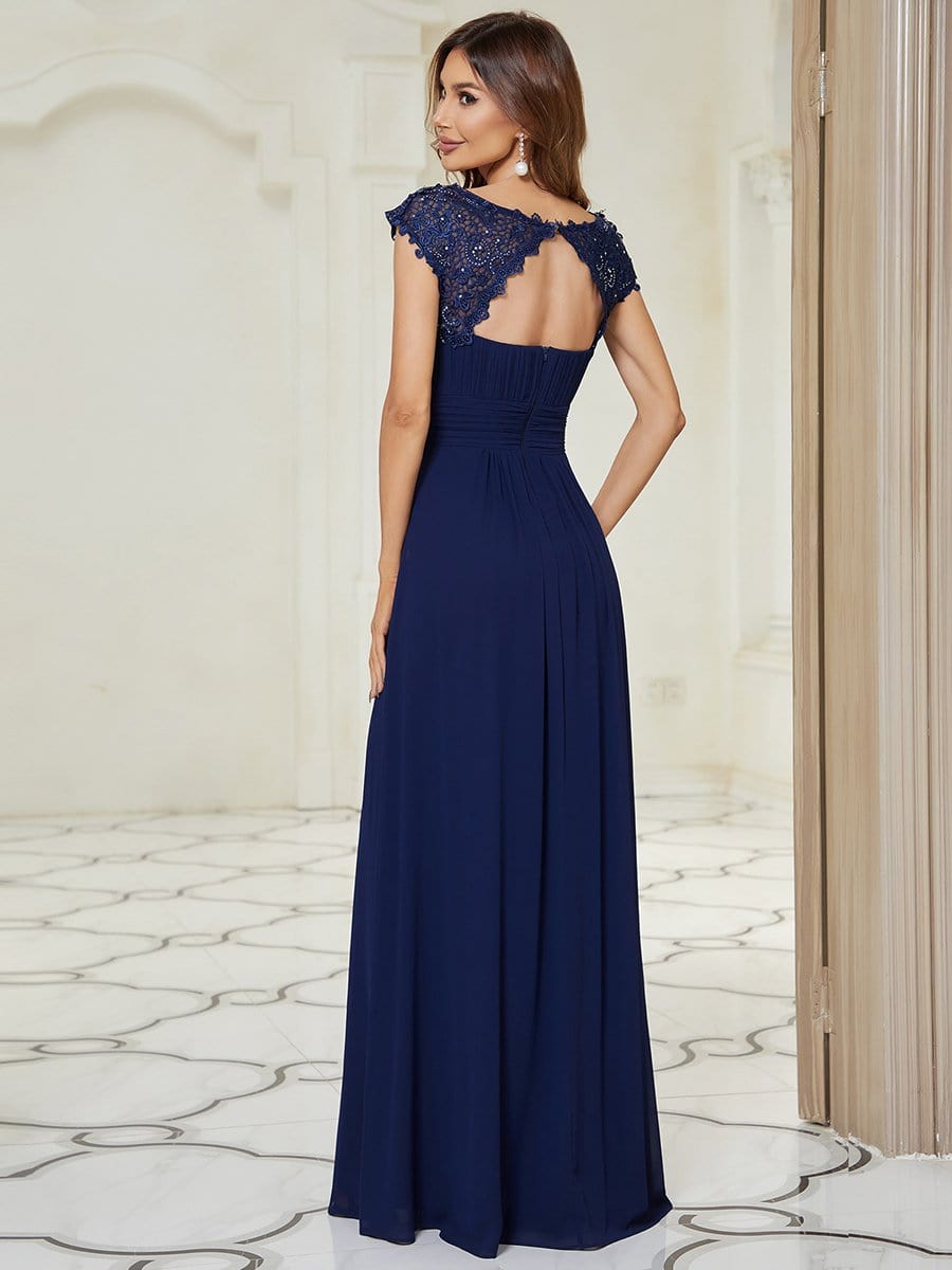 Sophisticated Lace Cap Sleeve Bridesmaid Gown