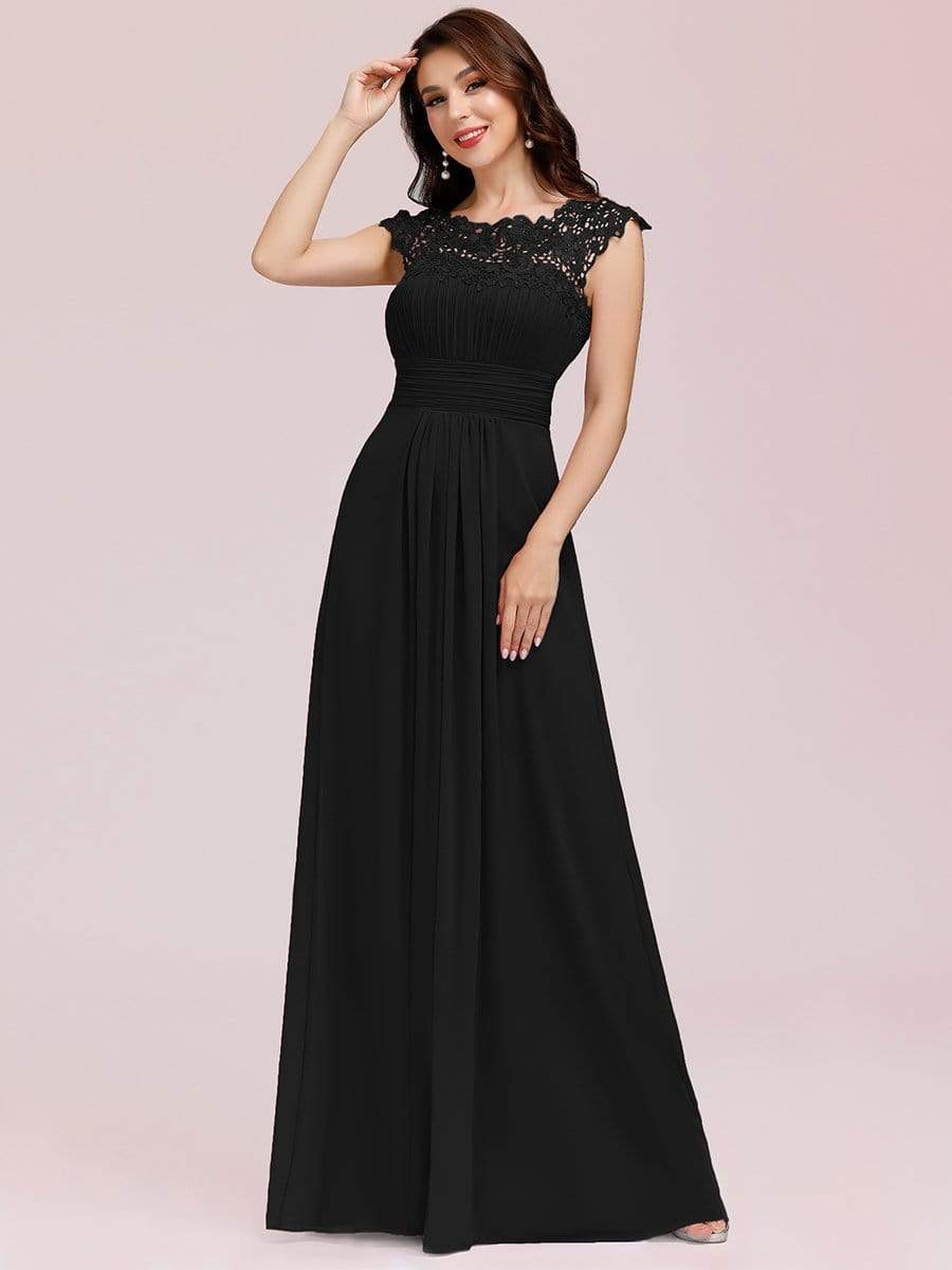 Sophisticated Lace Cap Sleeve Bridesmaid Gown