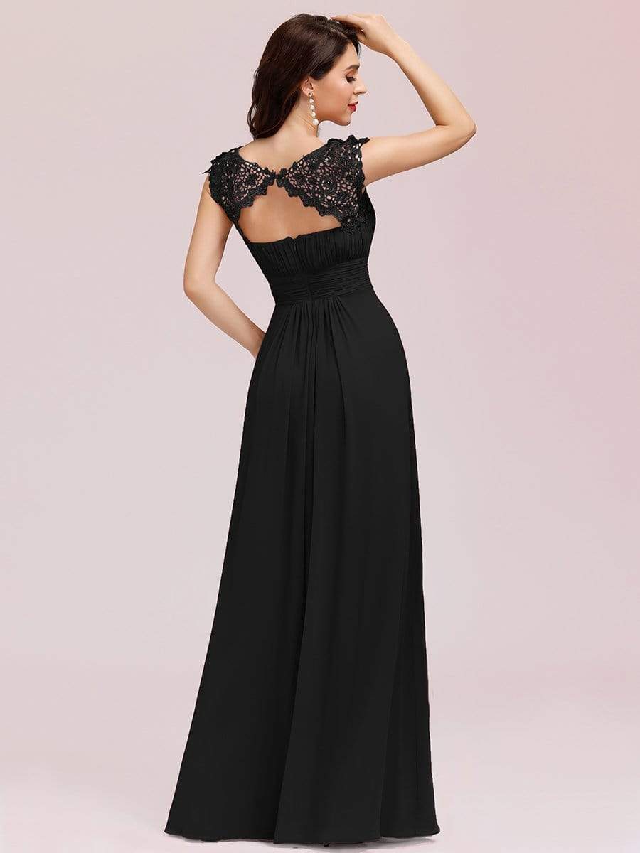 Sophisticated Lace Cap Sleeve Bridesmaid Gown