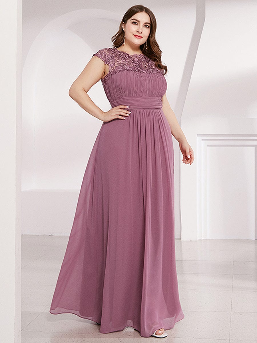 Sophisticated Lace Cap Sleeve Bridesmaid Gown