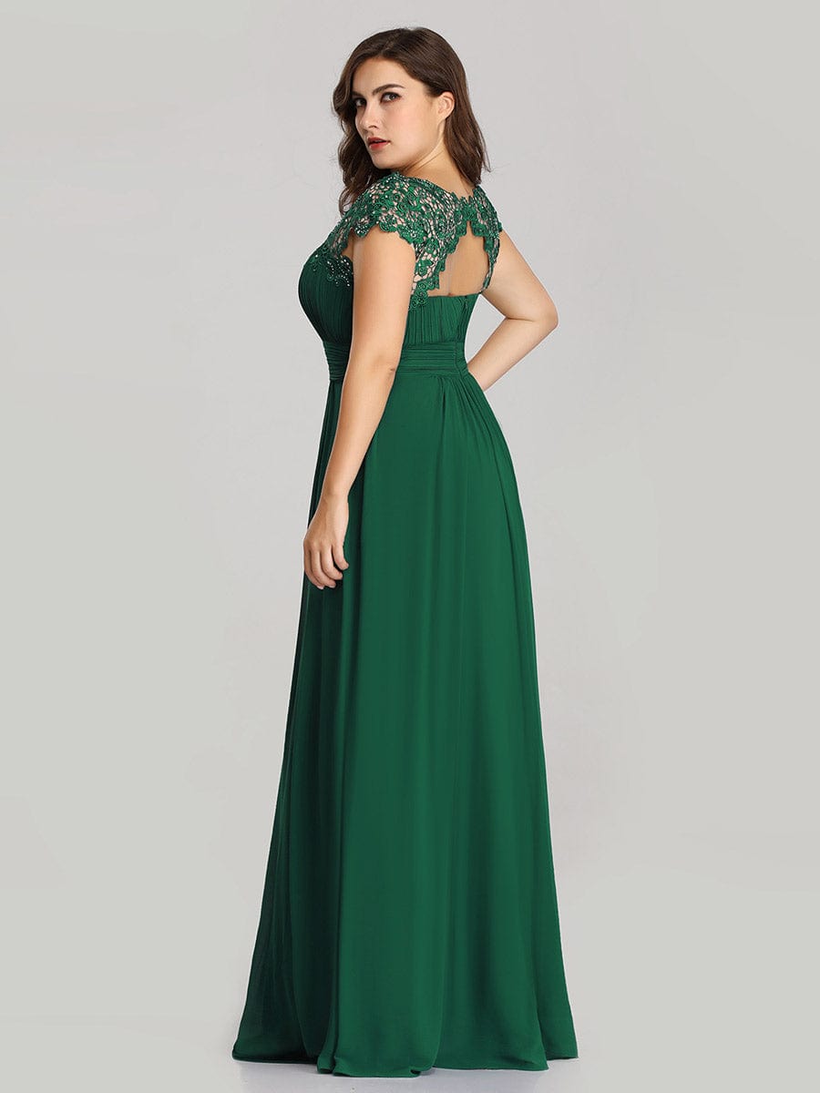 Sophisticated Lace Cap Sleeve Bridesmaid Gown