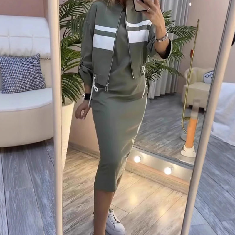 🎁2026 New Arrivals 50% OFF💥Women's Stand Collar Jacket & Dress Set