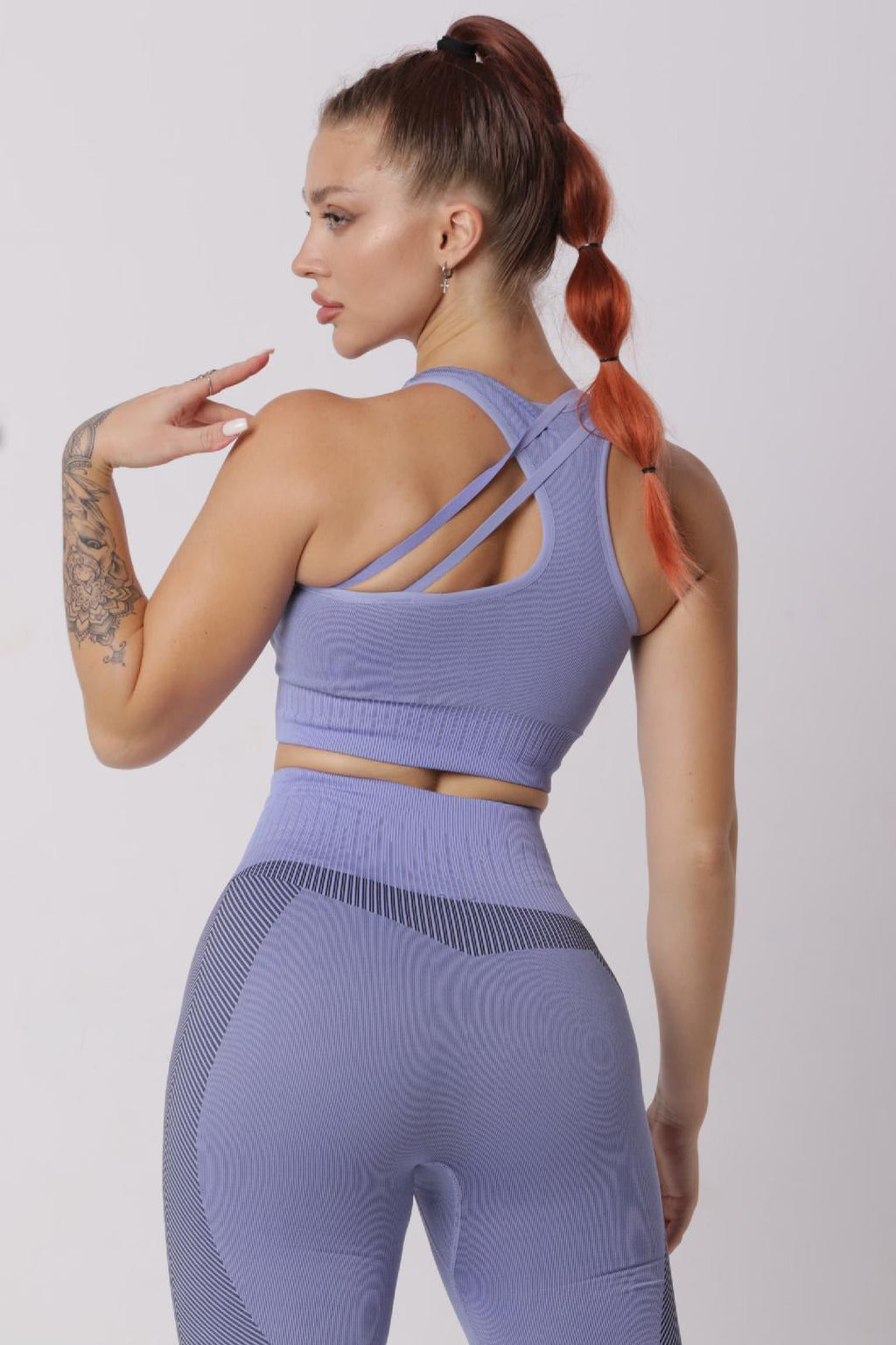 Seamless Women 3pcs Yoga Sets Fitness Sport Suit Long Sleeve Zipper with Sport Bra & Leggings Pants LightBlue