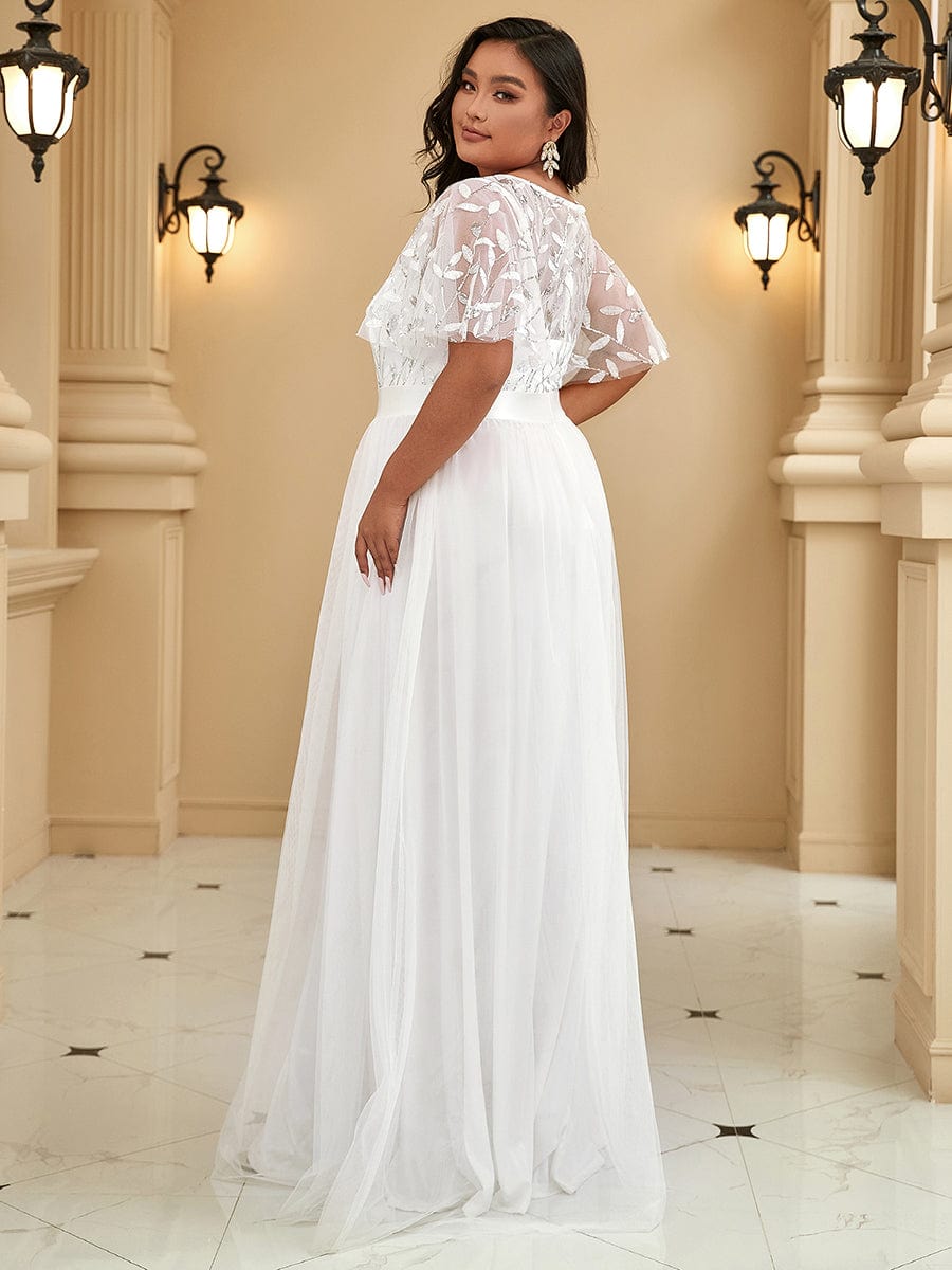 Women's Elegant Embroidered A-Line Floor Length Evening Dress