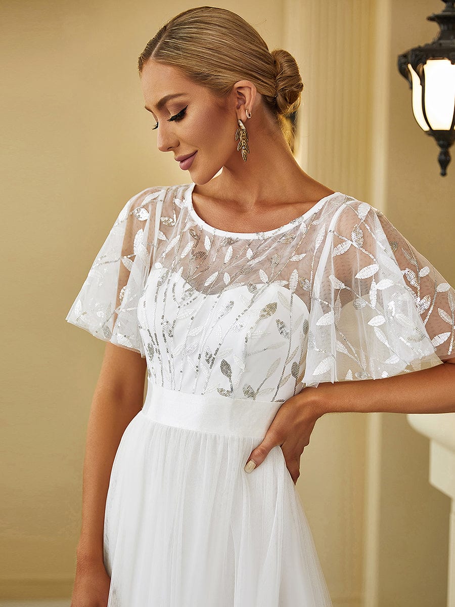 Women's Elegant Embroidered A-Line Floor Length Evening Dress