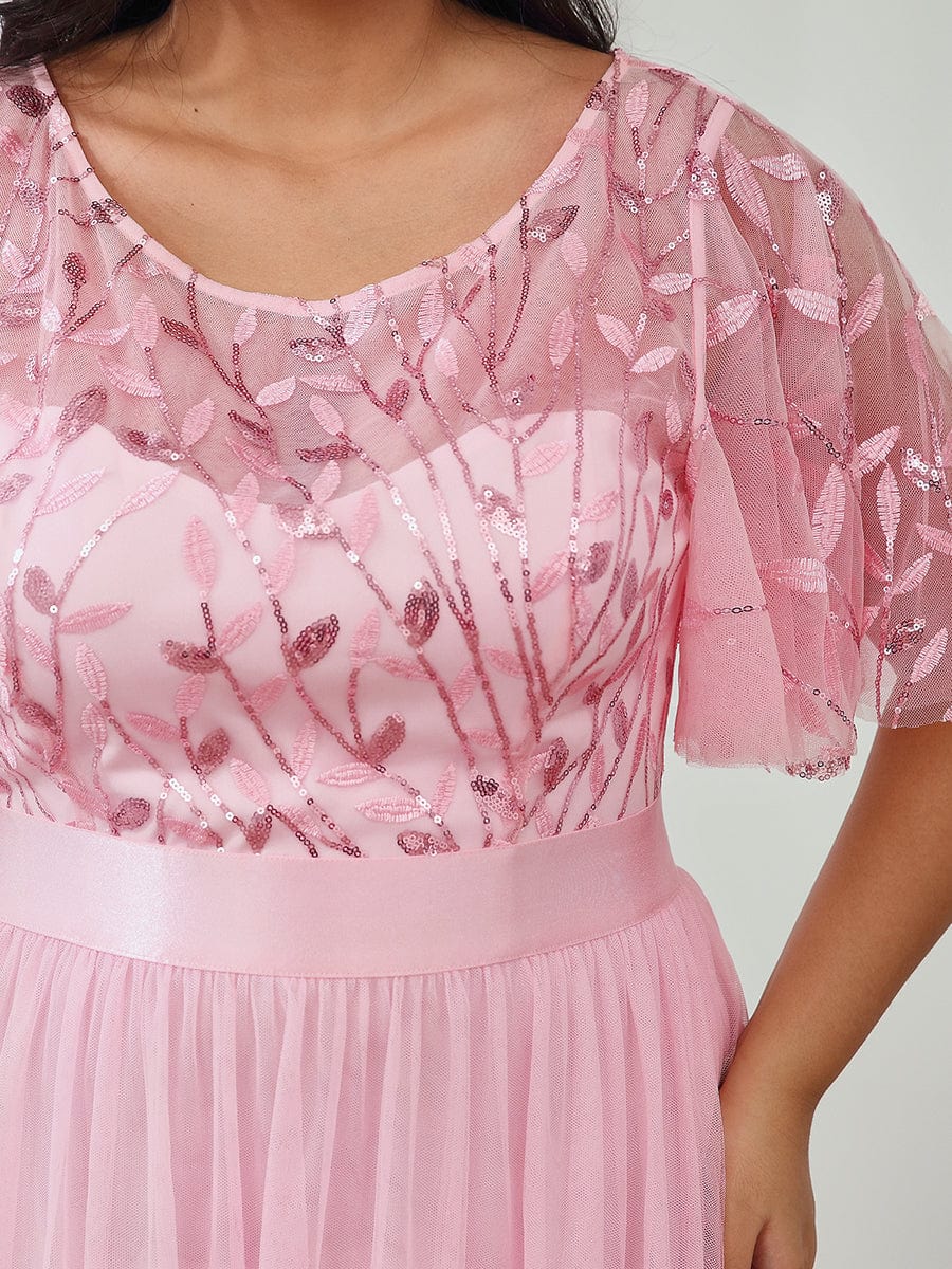 Women's Elegant Embroidered A-Line Floor Length Evening Dress